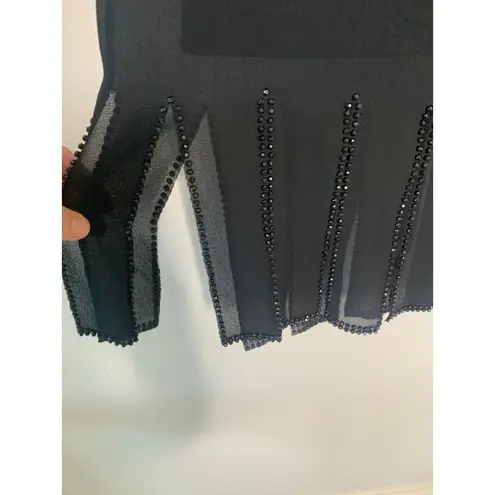 Metaphor Vintage Black Skirt Rhinestoned Hem Split Hem Sz Large Chiffon Wedding NYE