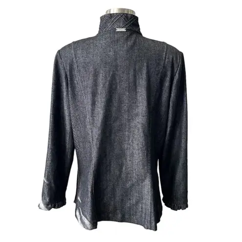 St. John Sport Dark Denim Ruffle Jacket Black Size L