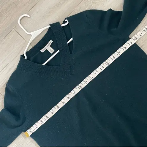 autumn cashmere Sweater cutout vneck womens Teal (xsmall) quiet luxury winter