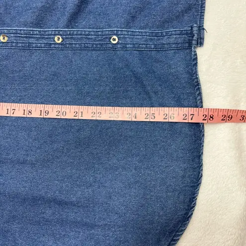 Country Store Cotton blend Denim Shirt with Plaid Sleeves Size 1X Blue