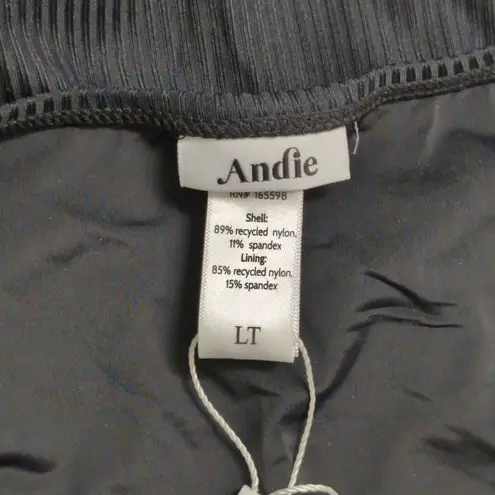 ANDIE NWT Malibu Black Ribbed Knit Snap Front Sleeveless One Piece Swimsuit LT