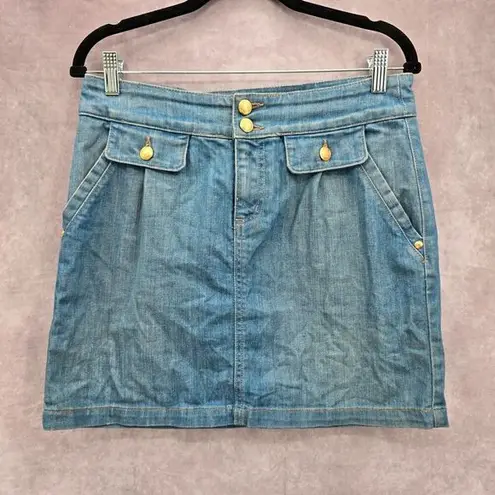 Juicy Couture  Ex Cardiff High Waist Womens Denim Skirt Crest Button Size 28