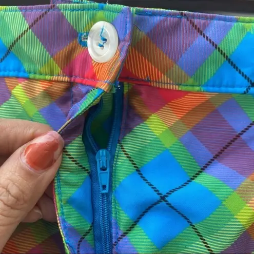 Rainbow plaid Shorts Size 12 Red