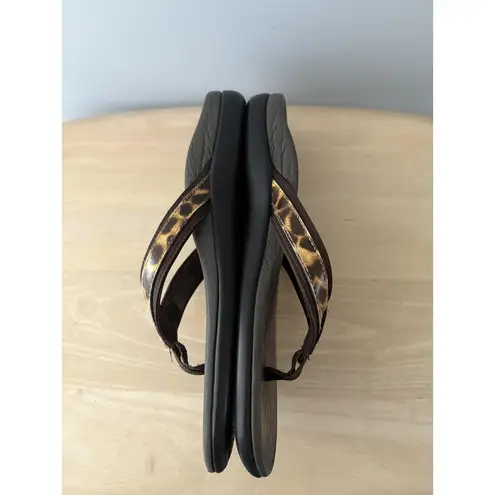 Vionic Shoes Womens Sz 9 Leopard Flip Flop Sandals Orthotic Comfort Arch Support