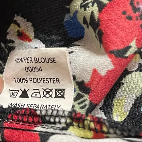 Hell Bunny Vixen Pinup Heather Floral Short Sleeeve Button Down Blouse