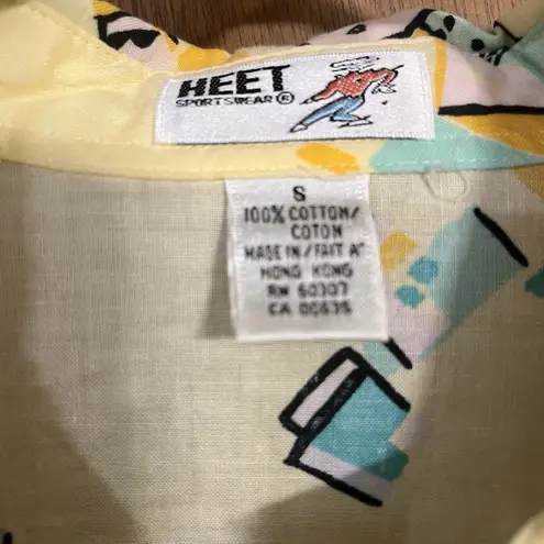 80s Heet sportswear Jazz Musicians Yellow Button Down Shirt Multi size