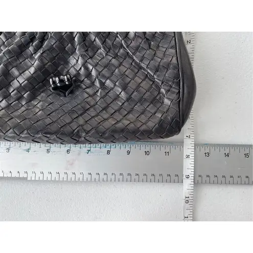 VTG Italian Woven Lambskin Butter Soft Leather Crossbody Bag Purse Black