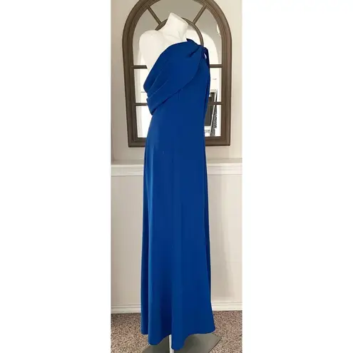 Tadashi Shoji Asymmetrically Pleated Formal Gown, Mystic Blue, Size XL EXCELLENT