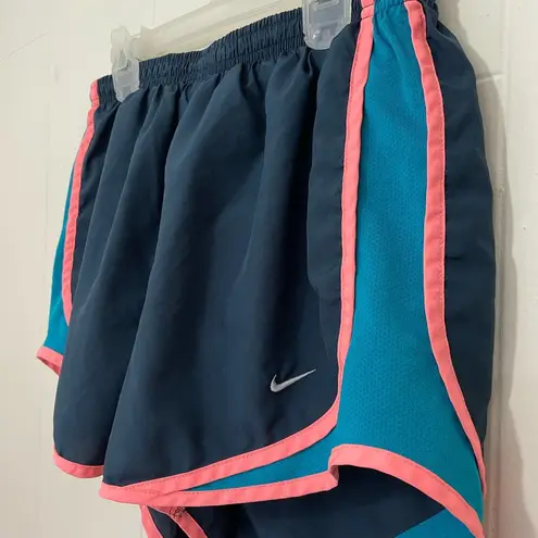 Nike  Dri Fit Running Shorts Navy Blue Athletic Brief Lined Women’s Size M