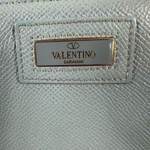 Valentino Garavani Light Blue Saffiano Leather Zip Around Wallet