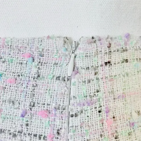 Elle White Gray Pink Purple & Blue Textured Tweed Skirt.