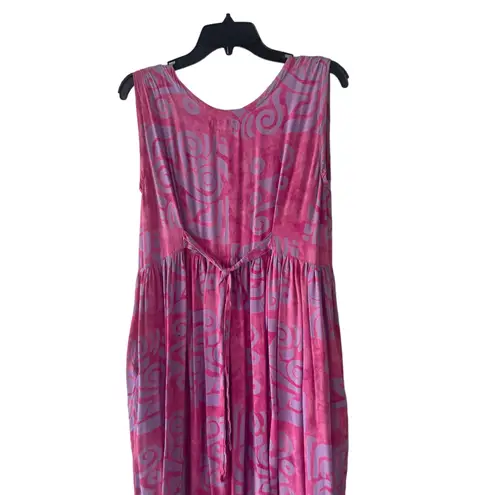 The Daily Planet Vintage 90s Women's Size Medium Pink Tribal Button Maxi Dress