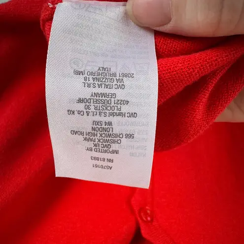 Isaac Mizrahi Isaac Mizrahi Live! Scalloped Trim Red Cardigan XL Button Front Sweater Holiday - Image 7