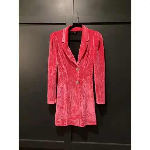 River Island  Pink Velvet Blazer tux Mini Dress Long Sleeve Diamond Buttons 6
