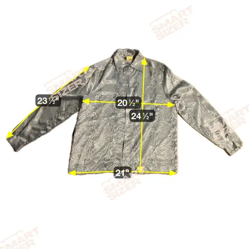 Alain Gerard Women's Snake Skin Blouse, Size 4 Silver Gray Top, Button Front Top