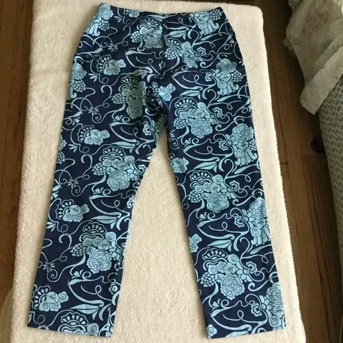 Gap Vintage Tropical Floral Pattern Stretch Y2K Capris Blue  - Sz 4