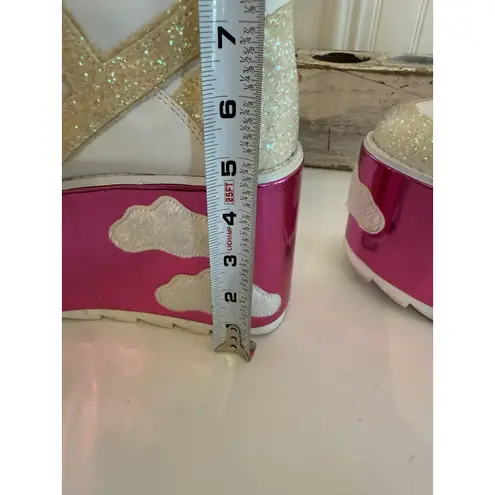 Yru holographic pink cloud qozmo sneaker platforms Size 10 Pink Star Clouds Rave