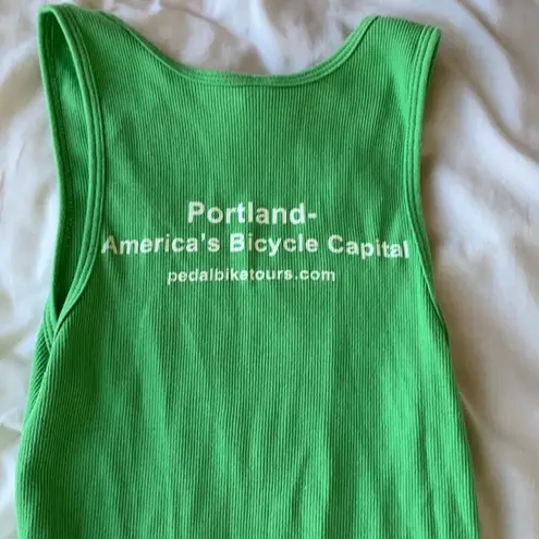 American Apparel Green ribbed bike tank top