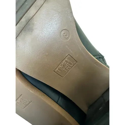 Time and Tru Black Faux Leather Ankle Boots Women’s Size 8 Block Heel Square Toe