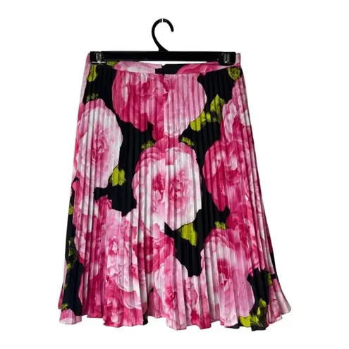 Karl Lagerfeld Skirt Women 4 Pink Floral Print Accordion Pleated Boho Cottage