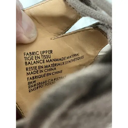 Woman’s Melrose Market Calista Lace Up Taupe Suede Wedge Open Toe Ankle Shoe 8.5 Brown