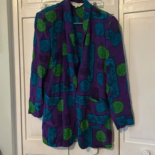 Sunny Leigh 100% Silk Vintage Floral print blazer - Size S