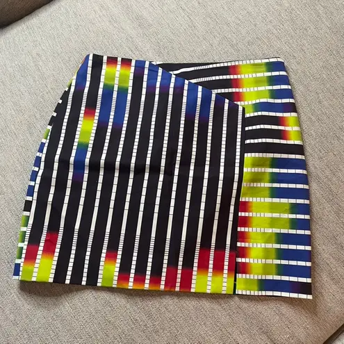 KATE SPADE SATURDAY Multicolored 4 Small Striped Mini Pencil Skirt Side Zip Black