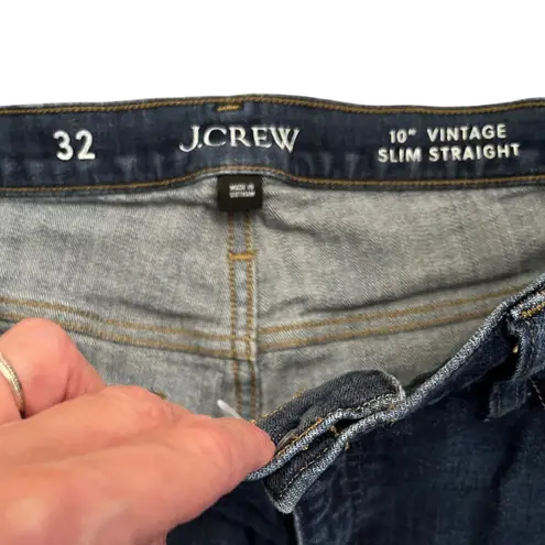 J.Crew Women's 10" Vintage Slim Straight Jeans Size 32 Dark Wash Cropped 25 Blue