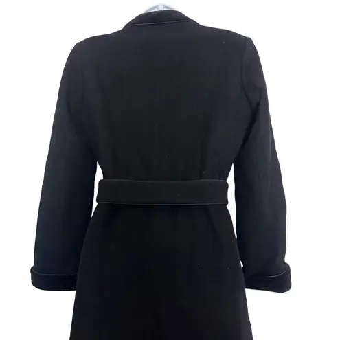 Vintage Fleurette black wool long coat velvet collar and handcuff Size 6