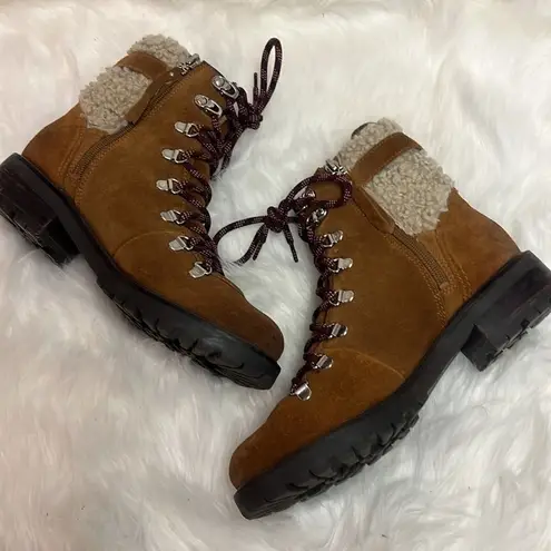 Sam Edelman  Brown Tenlee Suede Sherpa Hiker Winter Boots Size 8 B61
