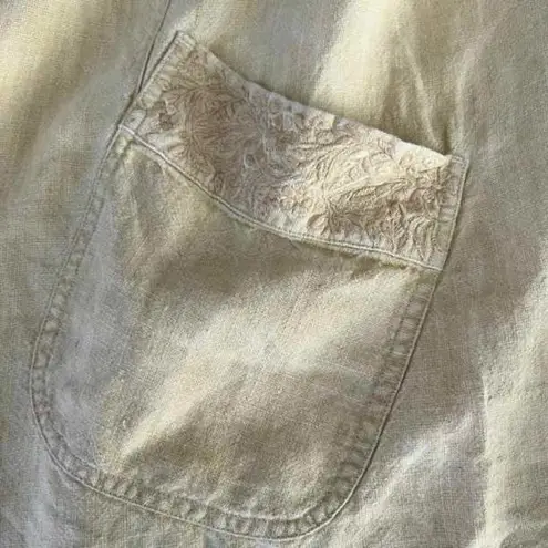 J. Jill Yellow/Tan Linen Button Front Light Jacket Yellow Size L