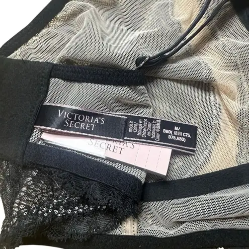 Victoria's Secret NWT  Lace High Neck Strappy Bralette Medium Black