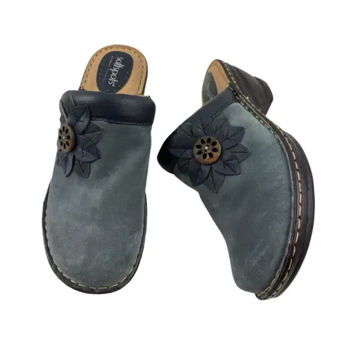 *Softspots Lara Clogs Womens Size 9.5W Gray Suede Leather Comfort Casual Boho