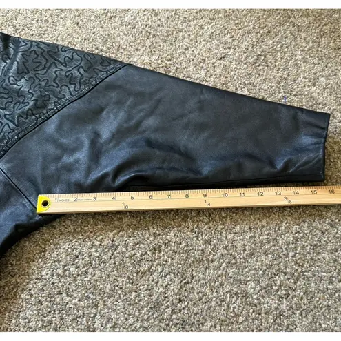 VTG 80s Switzer's Genuine Leather Blazer Jacket Women's M Black Oversized Size M