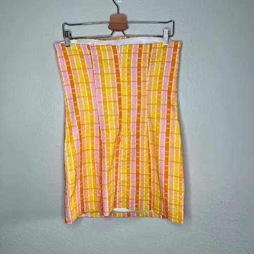 Peppermayo Girls Lunch Tube Mini Dress Splice Check Pattern Linen Blend US 6