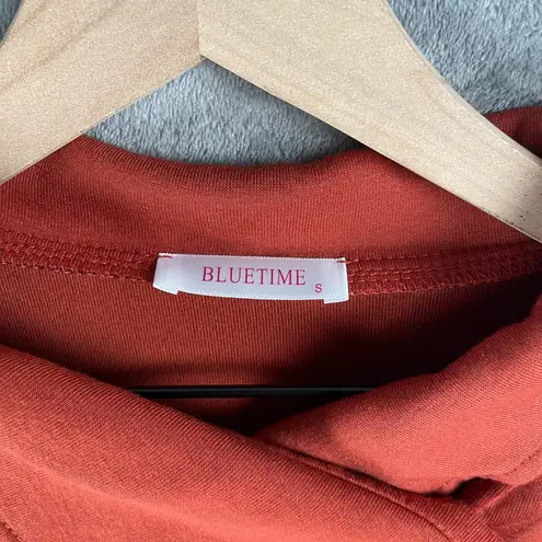 Bluetime Button Collar Tunic Top Women’s S Long Sleeve Pullover Fall Cozy Chic Orange