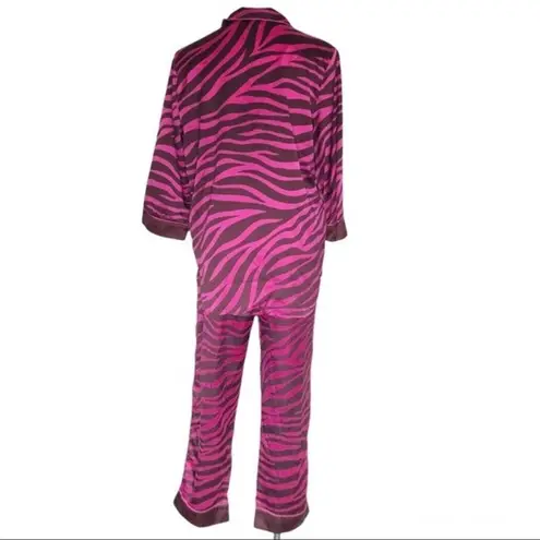 Ann Taylor  Zebra Print Silky Pajamas In Rose Magenta Size Medium - Image 2