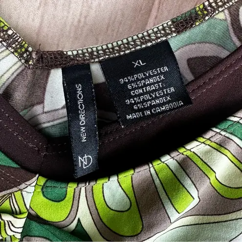 New Directions Y2K Green and Black Floral Tank Top Size XL