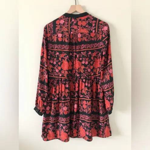Cupcakes & Cashmere Revolve Long Sleeve Min Dress in Black & Red Floral