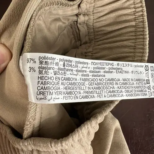 ZARA  High Rise Waist Jogger Pants Ankle Zipper Beige‎ Pull On Women’s Size Small