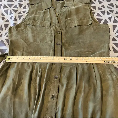 Slate + Willow Olive Green Sleeveless Button Tie Front Cargo Dress Size 8