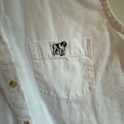 Big Dogs Sleeveless Button Down Shirt XL White Cotton 90s Y2K Dog