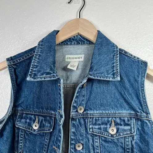 Crossroads Vintage Denim Cotton Blue Jean Sleeveless Vest S
