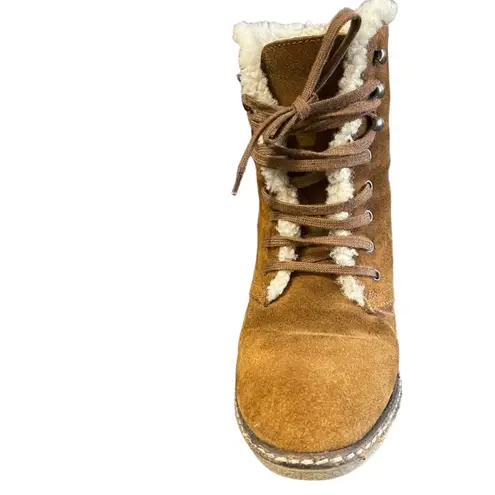 J.Crew  Womens Size 9 Macalister Wedge Shearling Boots 55817 Brown Made In Italy