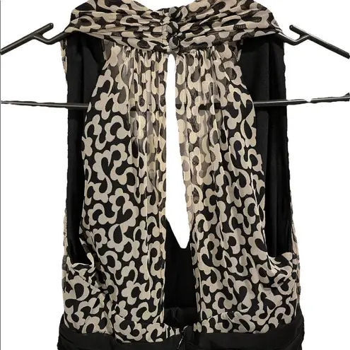 Maggy London Vintage 90s Hippie Eclectic Floral Halter Ruching Waist Mesh Dress