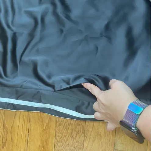 Badgley Mischka NWT Studio Sport black satin dress with stripes pockets Sz 12