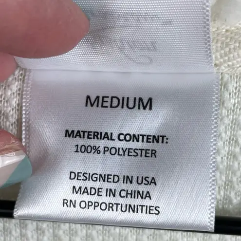 Fashion by Mirabeau Women's White Snowman Sequin Sherpa Pullover Sweater Medium