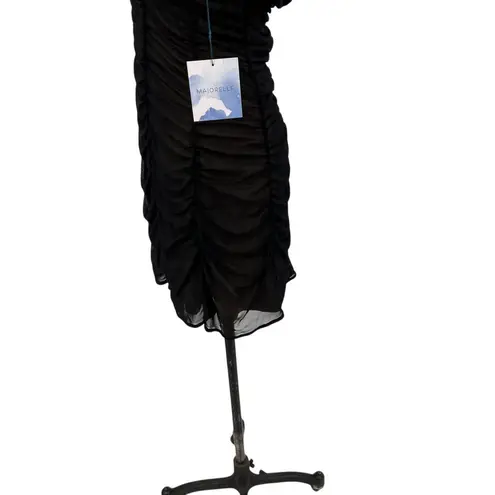 Majorelle Pandora Mini Dress Black Nude Ruched Shirred Off the Shoulder Size XL