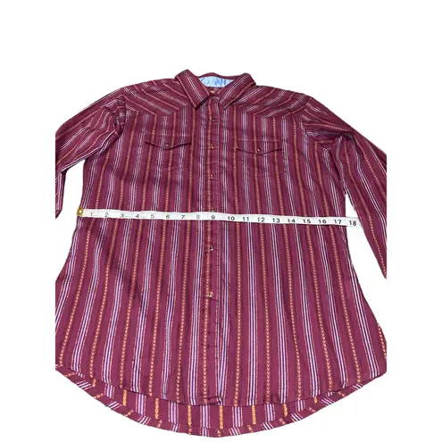 Wrangler  Womens Small Ruby Pearl Snap Western Striped Shirt Shimmer
