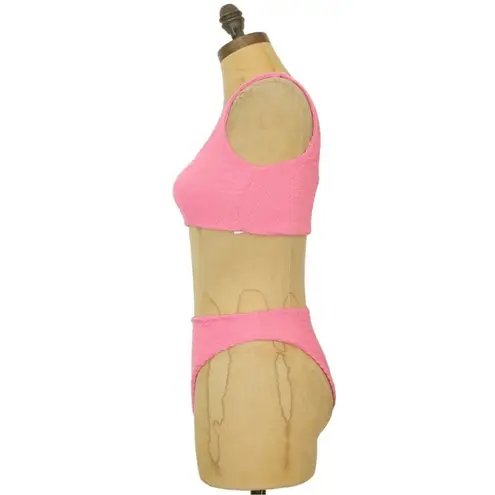 Naked Wardrobe NWOT Barbie Bubblegum Pink Smocked 2 Piece Bikini sz Large
